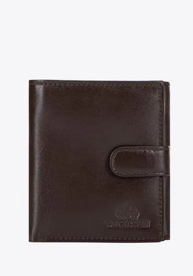 Skórzany portfel z zapięciem na napę ciemny brąz Wittchen