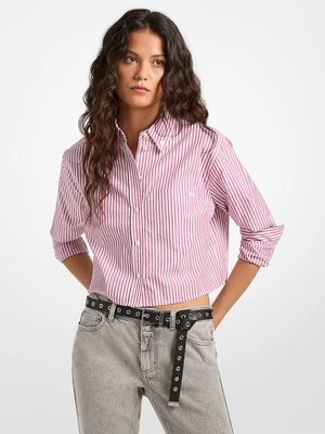 Skrócona koszula Oxford w prążki z bawełnianej popeliny MICHAEL Michael Kors