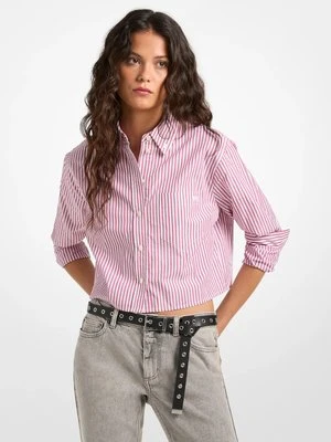 Skrócona koszula Oxford w prążki z bawełnianej popeliny MICHAEL Michael Kors