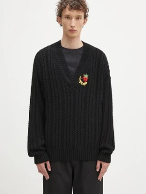 Sky High Farm sweter bawełniany Cableknit v-neck męski kolor czarny SHF07N005