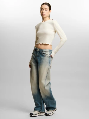 Slab longsleeve dopasowany damski biały Klasyk