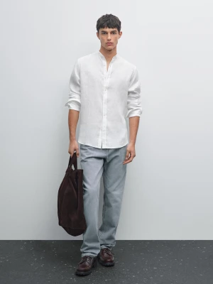 Koszula O Kroju Regular Fit Ze Stójką - Biały - - Massimo Dutti - Mężczyzna