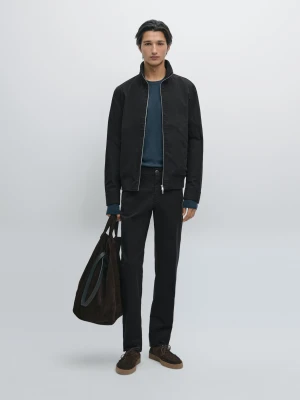 Slim Fit Trousers, 100% Cotton - Granatowy - - Massimo Dutti - Male