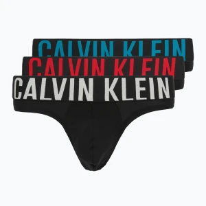 Slipy męskie Calvin Klein 000NB3607A Hip Brief 3 pary black w/oatmeal logo/black w/age