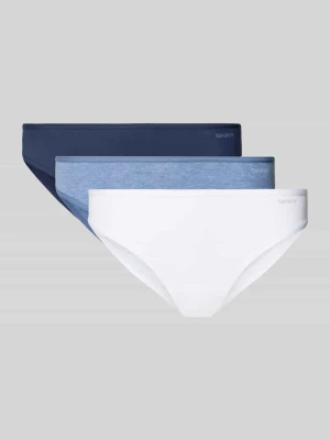 Slipy o kroju slim fit z nadrukiem z logo w zestaw 3 szt. SKINY Niebieski