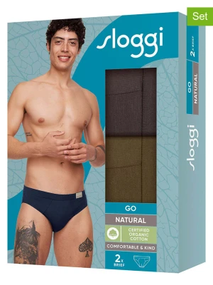 Sloggi Slipy (2 pary) "Go" w kolorze oliwkowo-brązowym rozmiar: M