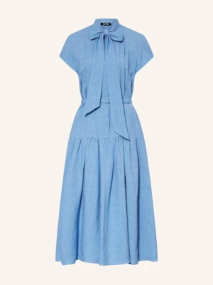 Sly 010 Sukienka Z Lnu Luca W Stylu Jeansowym Ze Zdejmowaną Wstążką blau