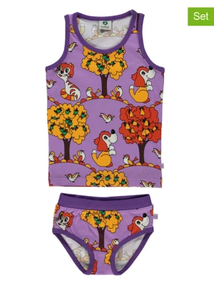 Småfolk 2-częściowy zestaw bielizny "Forest landscape" w kolorze fioletowym ze wzorem rozmiar: 92/98