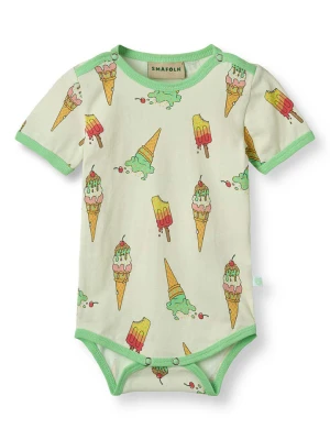 Småfolk Body "Eis" w kolorze zielonym ze wzorem rozmiar: 62