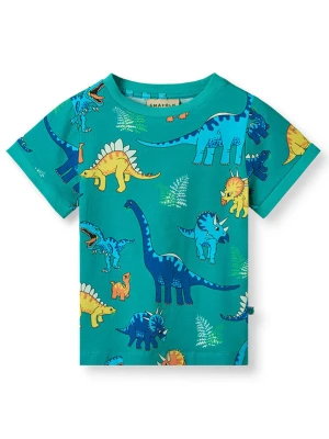 Småfolk Koszulka "Dinosaurs" w kolorze turkusowym ze wzorem rozmiar: 104/110