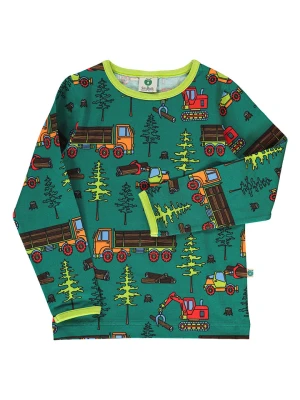 Småfolk Koszulka "Machines" w kolorze zielonym ze wzorem rozmiar: 104/110