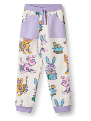 Småfolk Spodnie dresowe w kolorze biało-fioletowym rozmiar: 92/98