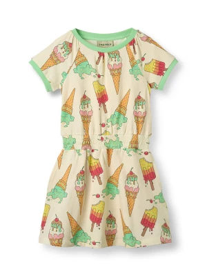 Småfolk Sukienka w kolorze kremowym ze wzorem rozmiar: 98/104