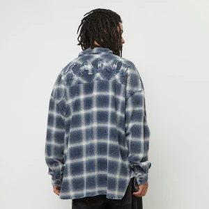 Karl Kani Small Signature Distressed Check Overshirt mężczyźni Koszule niebieski rozmiar Odzież