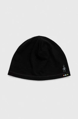 Smartwool czapka Merino kolor czarny z cienkiej dzianiny wełniana