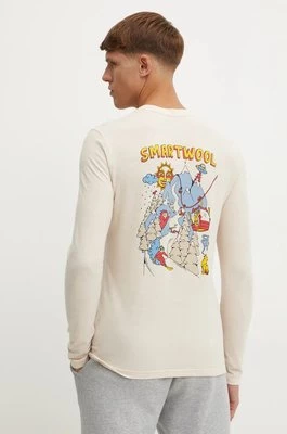 Smartwool longsleeve sportowy Ski Circus kolor beżowy z nadrukiem SW002658