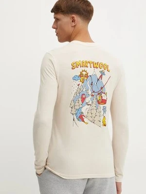 Smartwool longsleeve sportowy Ski Circus kolor beżowy z nadrukiem SW002658