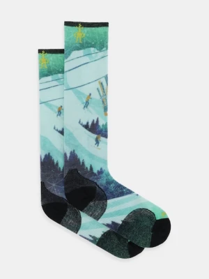 Smartwool skarpety narciarskie Ski Zero Cushion Ski Day Print OTC kolor zielony SW002144