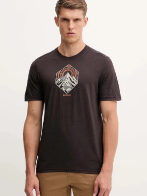 Smartwool t-shirt sportowy męski kolor brązowy z nadrukiem SW002977