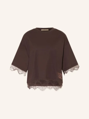 Smith & Soul T-Shirt Z Koronką braun CIEMNOBRĄZOWY