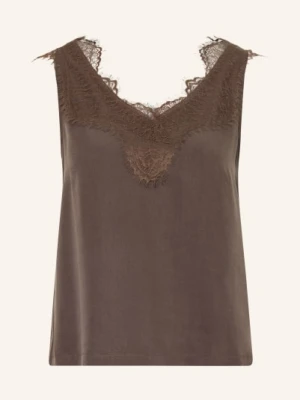 Smith & Soul Top Z Koronką braun CIEMNOBRĄZOWY