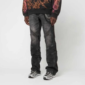 Smoke Rise Color Block & Piping Jeans mężczyźni Spodnie dżinsowe czarny rozmiar Odzież