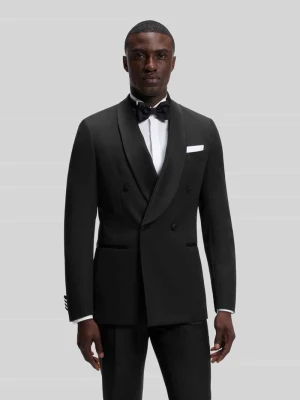 Smoking o kroju slim fit z czystej wełny Boss Czarny