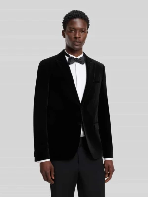 Smoking o kroju slim fit z fakturą aksamitu Hugo Czarny