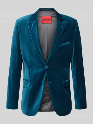 Smoking o kroju slim fit z fakturą aksamitu Hugo Petrol