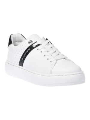 Sneaker in white with woven print Baldinini