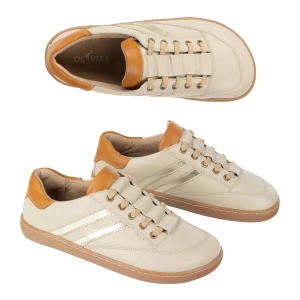 Sneakersy barefoot damskie Kaia Olivier – anatomiczne buty skórzane jasny beż beżowy
