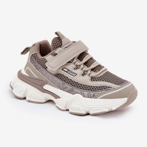 Sneakersy Buty Sportowe Dziecięce Na Rzep Khaki beżowy