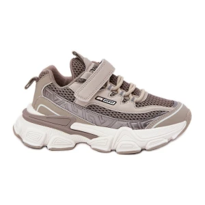 Sneakersy Buty Sportowe Dziecięce Na Rzep Khaki beżowy
