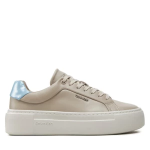 Sneakersy Calvin Klein Ff Cupsole Lace Up W/Ml Lth HW0HW02118 Beżowy