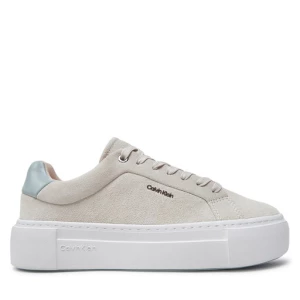 Sneakersy Calvin Klein Flatform Cup Lace Up W/Ml HW0HW02282 Beżowy