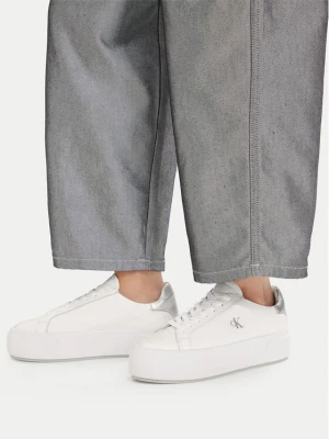 Sneakersy Calvin Klein Flatform Lace Up Lth Met YW0YW01929 Biały