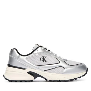 Sneakersy Calvin Klein Hike Runner Laceup Mesh Mix Met YM0YM01402 Srebrny