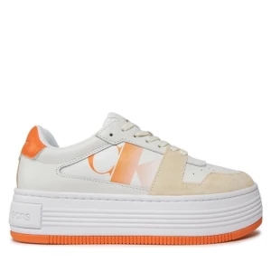 Sneakersy Calvin Klein Jeans Bold Flatf Low Lace Mix Nbs Sat YW0YW01308 Bright White/Coral Rose 02T