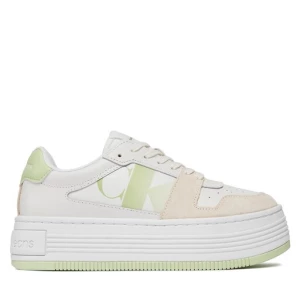 Sneakersy Calvin Klein Jeans Bold Flatf Low Lace Mix Nbs Sat YW0YW01308 Bright White/Exotic Mint 02U