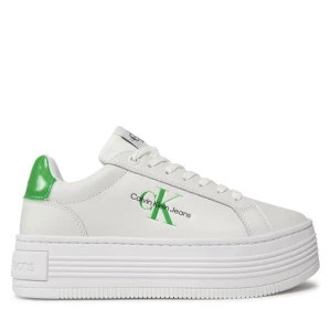 Sneakersy Calvin Klein Jeans Bold Platf Low Lace Lth Ml Met YW0YW01431 Bright White/Classic Green 0K7