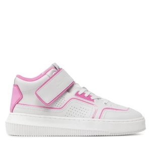 Sneakersy Calvin Klein Jeans Chunky Cupsole Laceup Mid YW0YW00691 White/Neon Pink 0LA