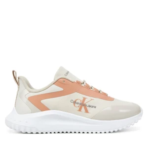 Sneakersy Calvin Klein Jeans Eva Runner Low Lace Mix Ml Wn YW0YW01442 Écru