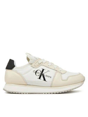 Sneakersy Calvin Klein Jeans Runner Sock Laceup Ml Lth YW0YW01616 Biały