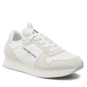 Sneakersy Calvin Klein Jeans Runner Sock Laceup Ny-Lth W YW0YW00840 Biały