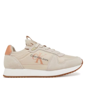 Sneakersy Calvin Klein Jeans Runner Sock Laceup Ny-Lth Wn YW0YW00840 Beżowy