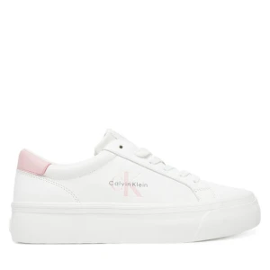 Sneakersy Calvin Klein Jeans Vulc Flatf Lth Logo Tag YW0YW01873 Biały