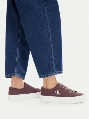 Sneakersy Calvin Klein Jeans Vulc Flatform Low Canvas Mg YW0YW01763 Bordowy