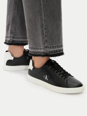 Sneakersy Calvin Klein Low Pro Cup Laceup Lth Moire HW0HW02845 Czarny