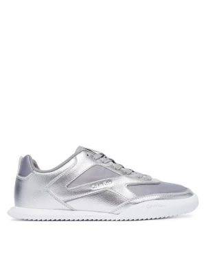 Sneakersy Calvin Klein Low Pro Run Lace Stripe Met Lth HW0HW03272 Srebrny