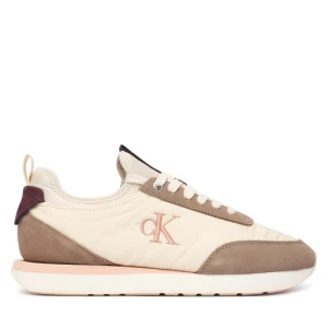 Sneakersy Calvin Klein Retro Runner Lace Up Sock YW0YW02060 Kremowy